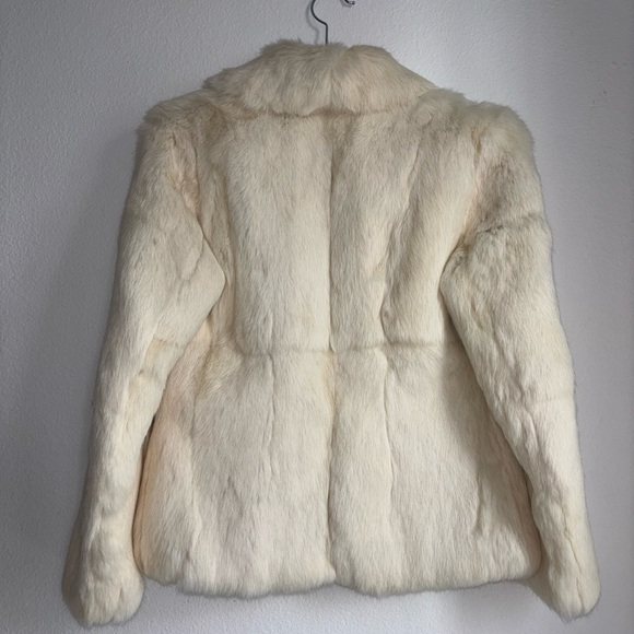 Vintage Genuine Rabbit Fur Coat Cream/ White Colored Size 6 - Picture 5 of 11